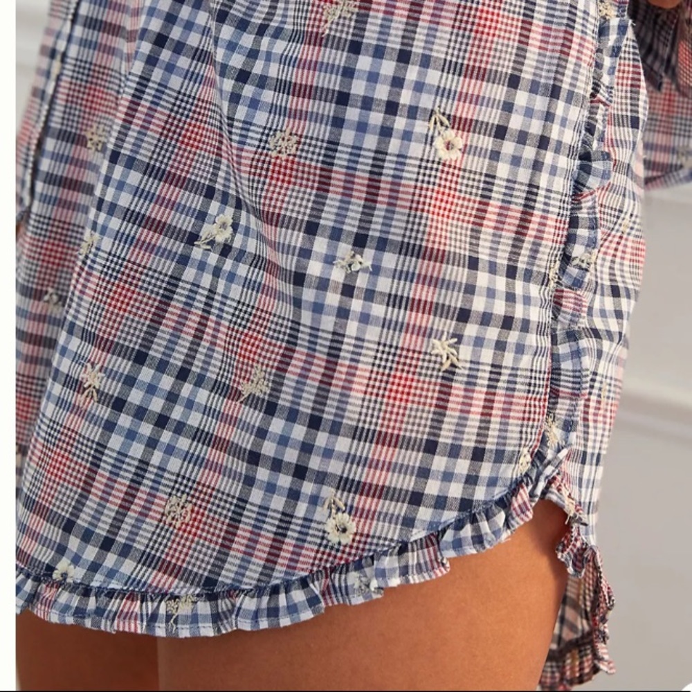 Anthropologie-Embroidered Plaid Pajama Set - Picture 4 of 4